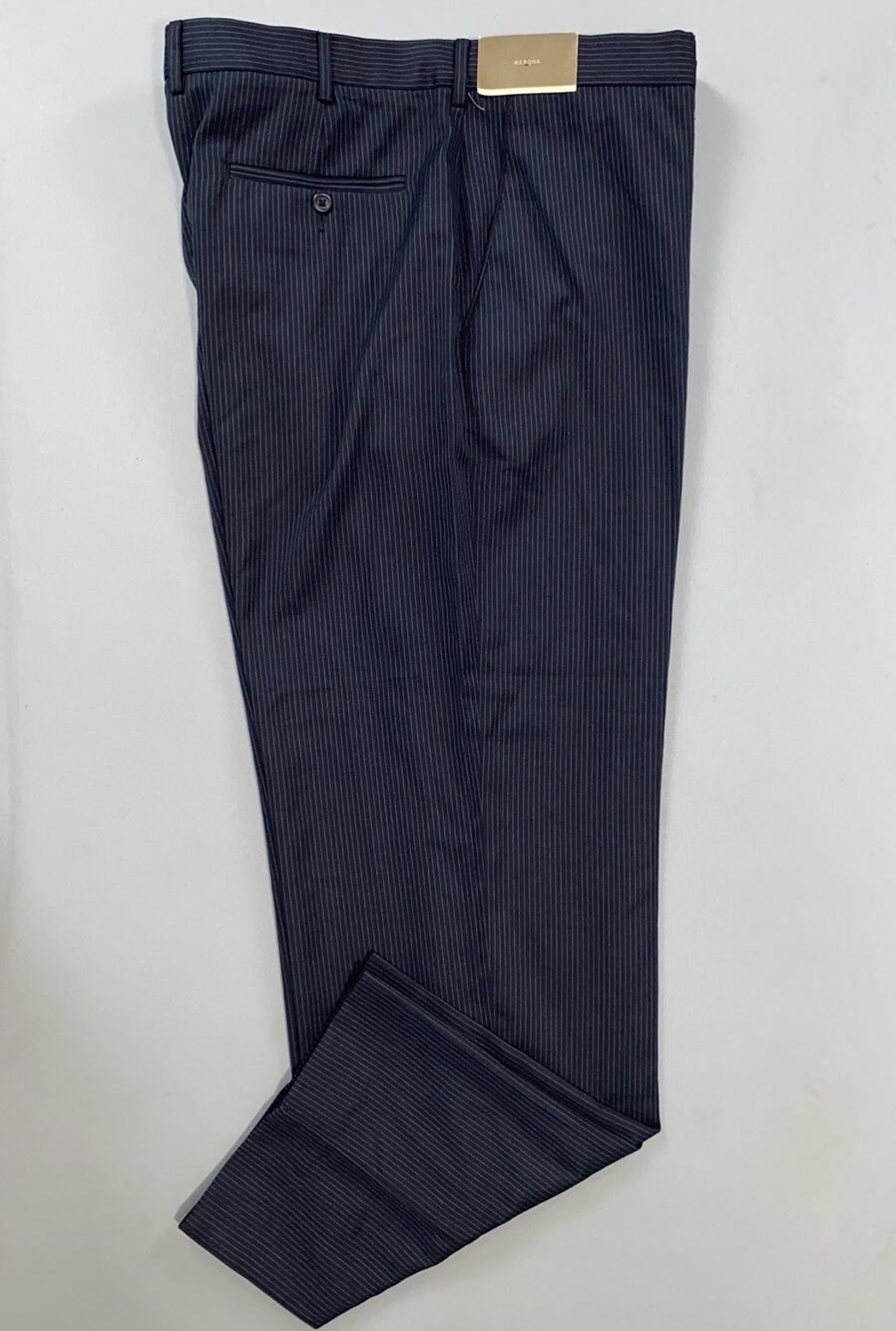 Merona Flat Front Washable Dress Pants, Slacks. Navy Pinstripe, Men's 42X32. NWT